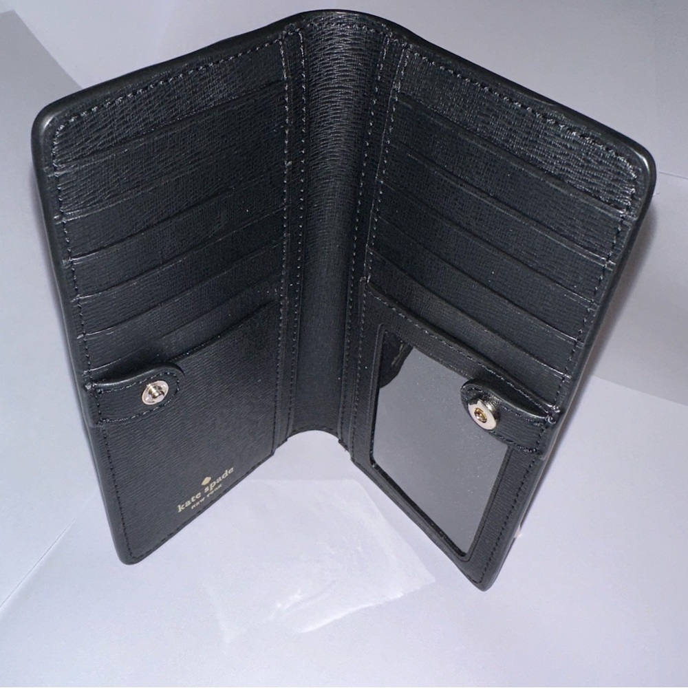 Kate Spade Black Refined Grain Leather Darcy Large Slim Bifold Wallet New w/ Tag - Picture 11 of 14